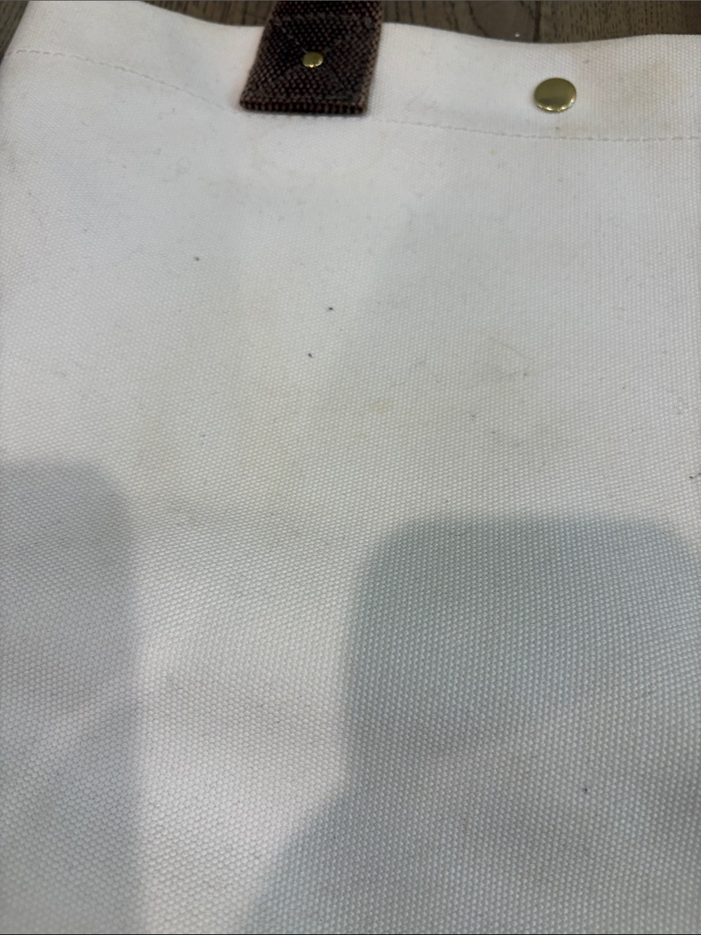 J Crew Canvas Tote Bag with Brown Handles - White - Picture 4 of 16
